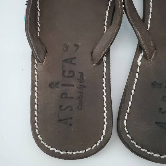 Aspiga Kenyan Handcrafted Glass Beaded Leather Flip Flops Geometric Pattern| 37 - Picture 5 of 5